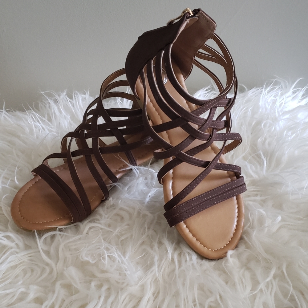 Brown suede gladiator style sandal size 9